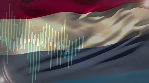 Visualizer bars appearing left, driving tricolor flag rippling, forming Stock Footage 329505556