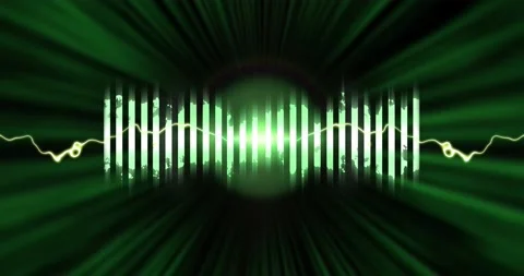 Visualizer equalizer meters modern audio on dark green background. Stock Footage 170981121