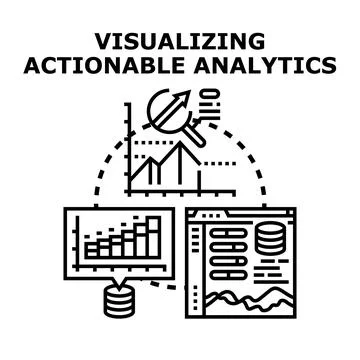 Visualizing actionable analytics business data management Stock Illustration