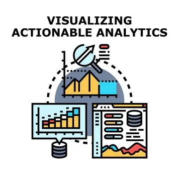 Visualizing actionable analytics business data management Stock Illustration