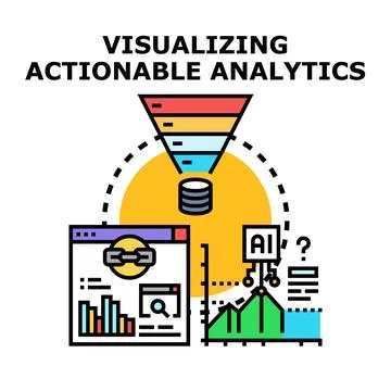 Visualizing actionable analytics data processing concept Stock Illustration