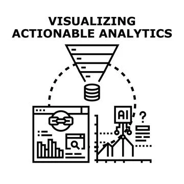 Visualizing actionable analytics data processing concept Stock Illustration