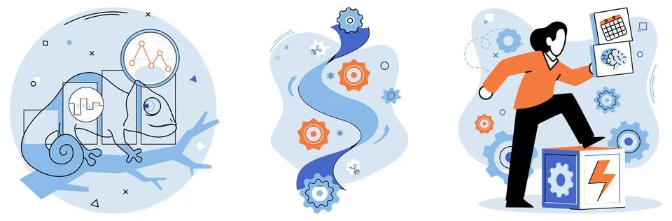 Visualizing Adaptability, Flexibility, and Resilience in Business and Techn.. Stock Illustration