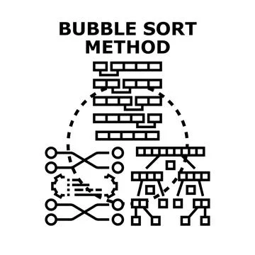 Visualizing bubble sort method for algorithm development Stock Illustration