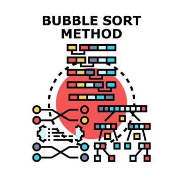 Visualizing bubble sort method for algorithm development イラスト素材