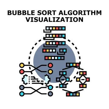 Visualizing bubble sorting algorithm process for data 스톡 일러스트