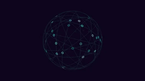 Visualizing a circular network of interconnected nodes Stock Footage 263537633