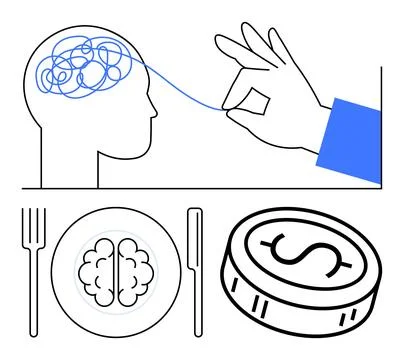 Visualizing Cognitive Process, Nutrition for Brain Health, and Financial Th.. Stock Illustration