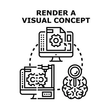Visualizing concept rendering process using design technology Stock Illustration