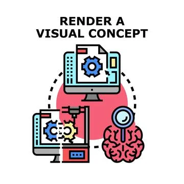Visualizing concept rendering process using design technology Stock Illustration