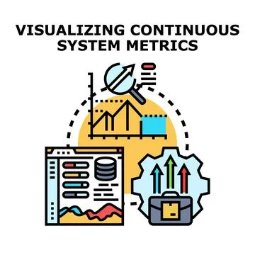 Visualizing continuous system metrics data analysis process Stock Illustration