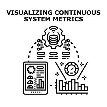 Visualizing continuous system metrics data monitoring process Stock Illustration