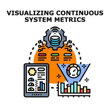 Visualizing continuous system metrics data monitoring process Stock Illustration