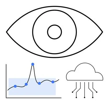 Visualizing Data Eye, Graph, and Cloud for Analytics and Connectivity Themes Illustrazione stock
