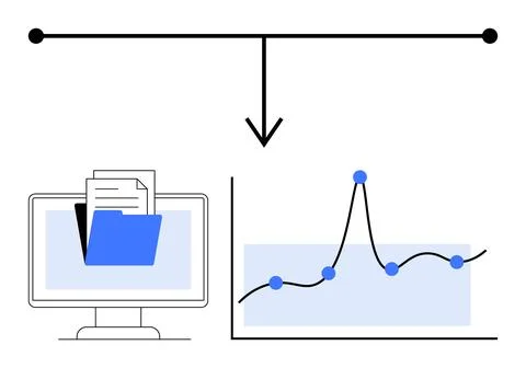 Visualizing Data Transfer from Files on Screen to Graphical Representation Stock Illustration