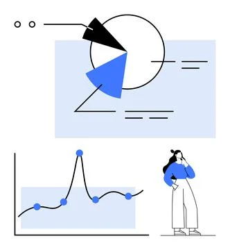 Visualizing Data Trends Analyzing Charts and Graphs to Make Strategic Decisio 스톡 일러스트