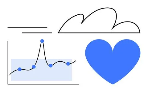 Visualizing Data Trends with Love and Cloud Computing Elements Stock Illustration