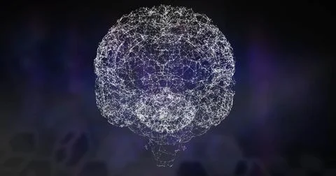 Visualizing digital brain network, interconnected nodes and lines on dark Stock Photos