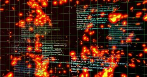 Visualizing digital data field on virtual display, showing neon-green grid, Stock Illustration