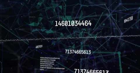 Visualizing digital financial data with numbers and network connections, Stock Photos