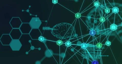 Visualizing digital network connections and data security in virtual environment Stock Photos