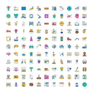 Visualizing diverse business and technology concept icons 스톡 일러스트