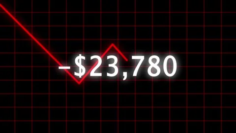 Visualizing economic crisis, display of financial loss with negative currency Stock-Footage 338003782