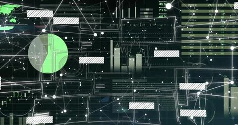 Visualizing futuristic dashboard projecting on control panel, with bar charts, Stock Illustration