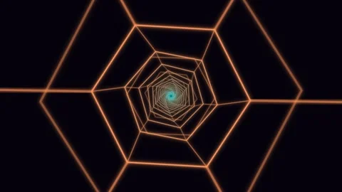 Visualizing a geometric tunnel with light patterns and motion Stock Footage 337232501