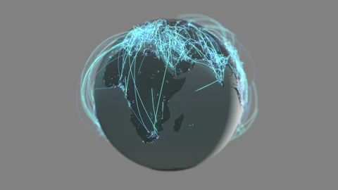 Visualizing Global Connections on a Rotating Earth Stock Footage 220265188