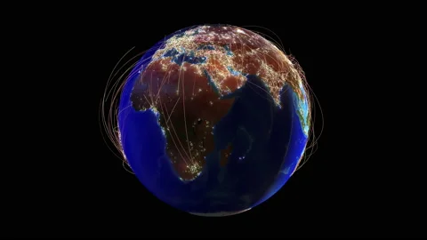 Visualizing Global Connections on a Rotating Earth Video stock 220265285