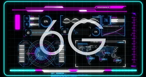 Visualizing global data, 6G technology animation over futuristic digital Stock Footage 303739299