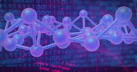 Visualizing glowing molecular network structure in digital space, with spherical 스톡 사진