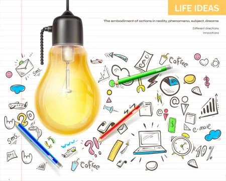 Visualizing ideas brainstorming realistic Stock Illustration