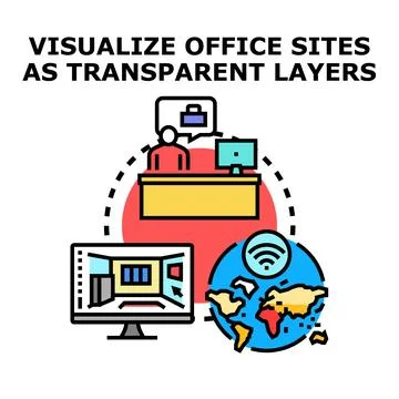Visualizing office sites as transparent business layers Stock Illustration