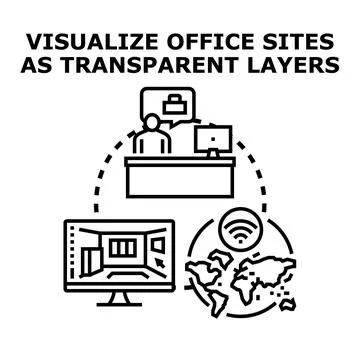 Visualizing office sites as transparent business layers Stock Illustration