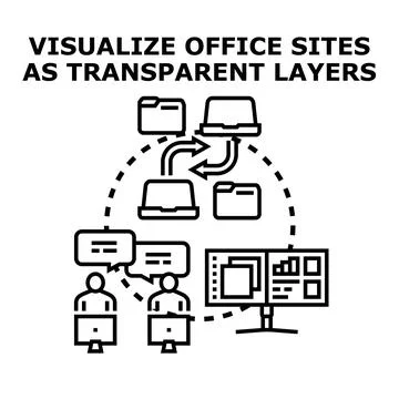 Visualizing office sites as transparent data layers 스톡 일러스트