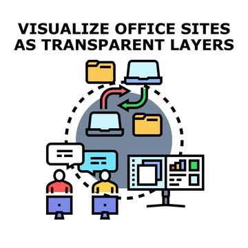 Visualizing office sites as transparent data layers イラスト素材
