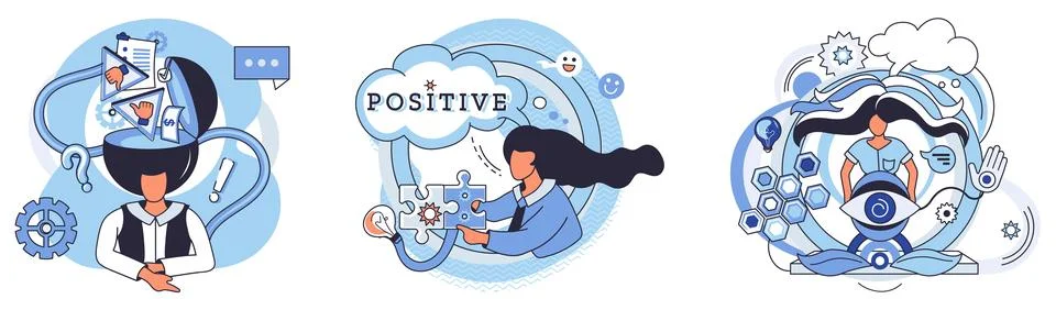 Visualizing Positive Mindset, Solution-Oriented Thinking, and Holistic Well.. Illustrazione stock