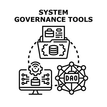 Visualizing various digital tools and processes for effective system governan Ilustração Stock
