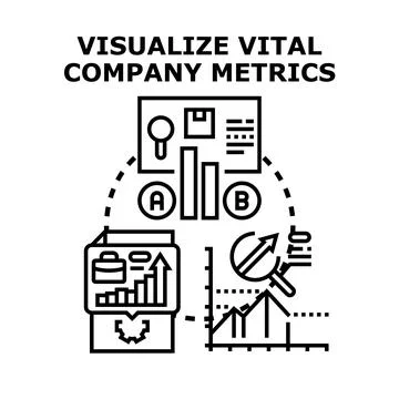 Visualizing vital company metrics data analysis concept Stock Illustration