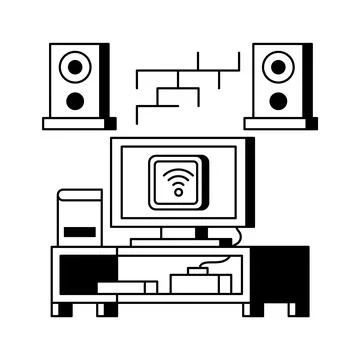 A visually appealing glyph illustration of hotel entertainment Stock Illustration