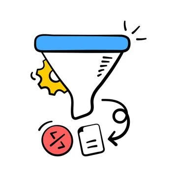A visually appealing hand drawn icon representing sales funnel Stock Illustration