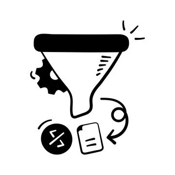 A visually appealing hand drawn icon representing sales funnel Stock Illustration