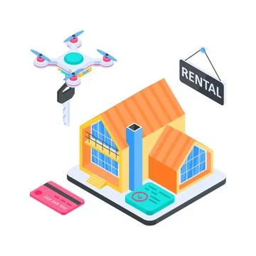 Visually appealing isometric illustration showing digital library with open Stock Illustration