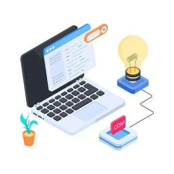 Visually appealing isometric illustration showing digital library with open Stock Illustration