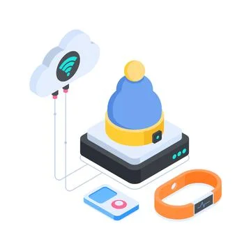 Visually appealing isometric illustration of technical support monitoring for Stock Illustration