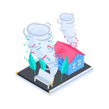Visually appealing isometric illustration of wind disaster concept for your Stock Illustration