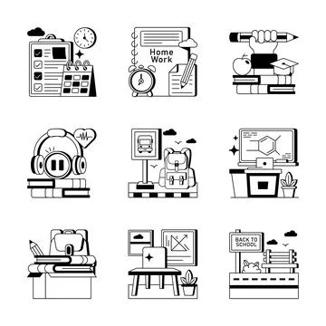 A visually appealing outline illustration of hotel accommodation Illustration