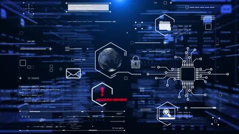 A visually captivating 3D 4K motion of a cyber security futuristic platform Stock Footage 314540782